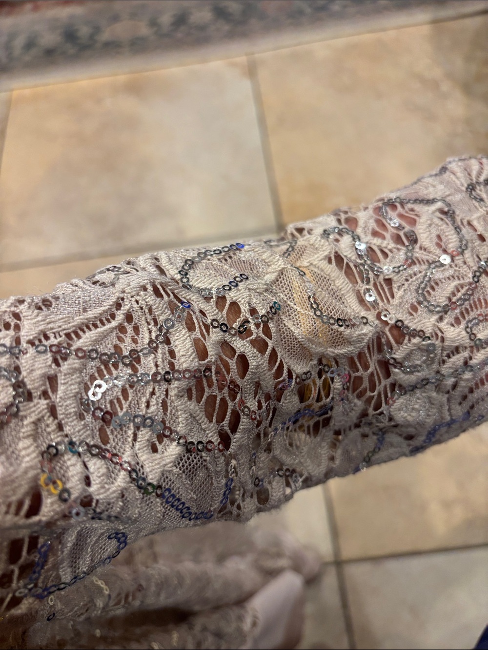 R&M Richards ASL Pale Blush Lace & Sequin Open Front Jacket Wedding Event - Picture 7 of 8